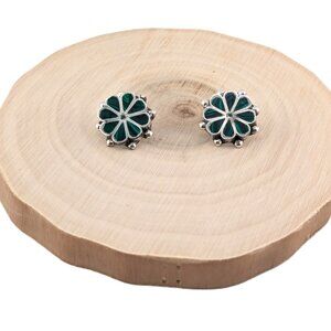 Handmade Zuni Hummingbird Inlay Multi‎ Stone Dangle Earrings Native American **